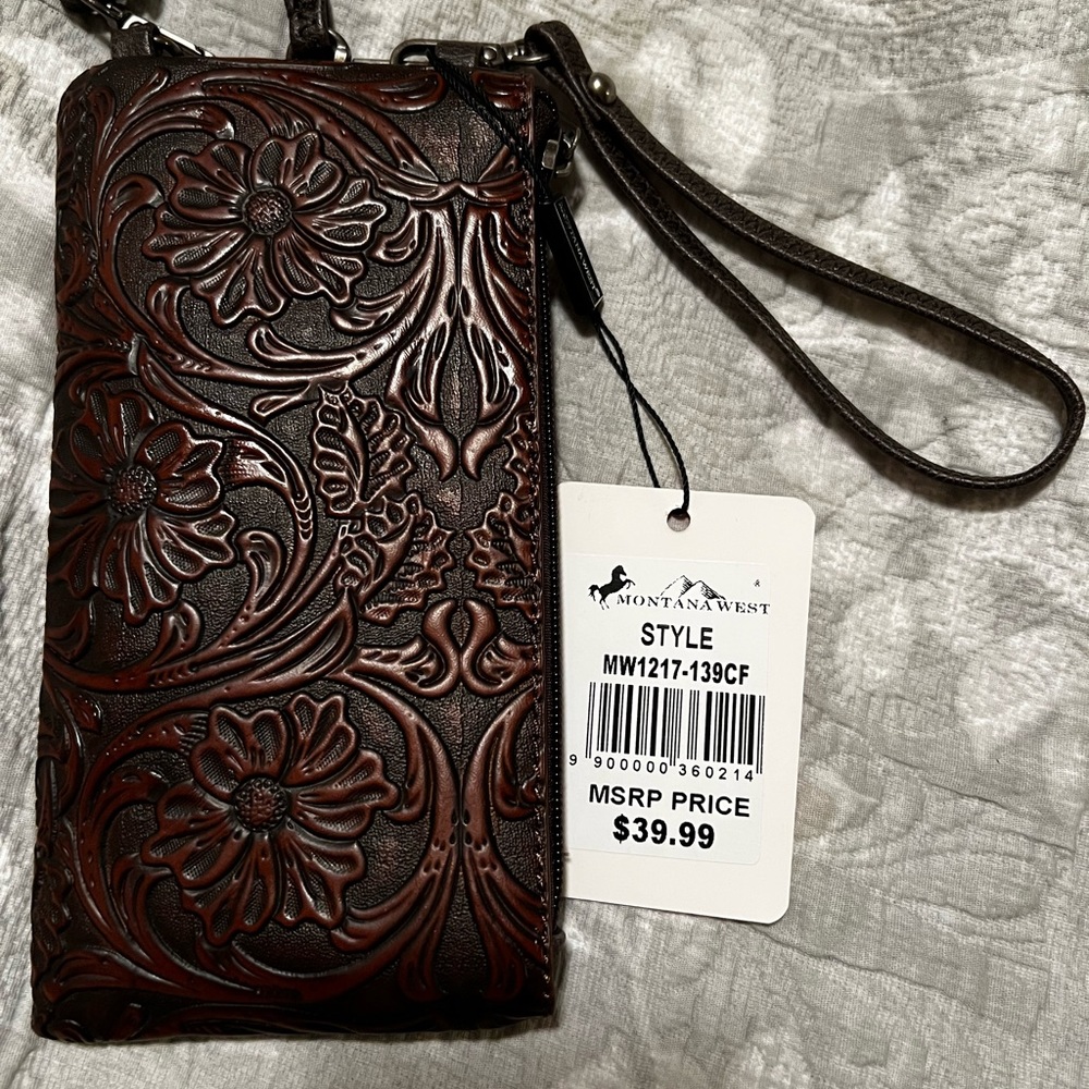 Crossbody tooled leather